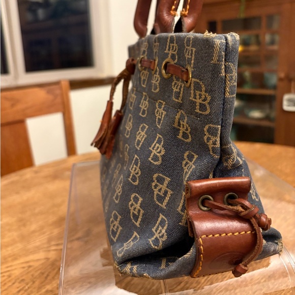 Dooney Bourke Denim Logo Small Satchel Leather Accents and Hang Tag. - Picture 8 of 16